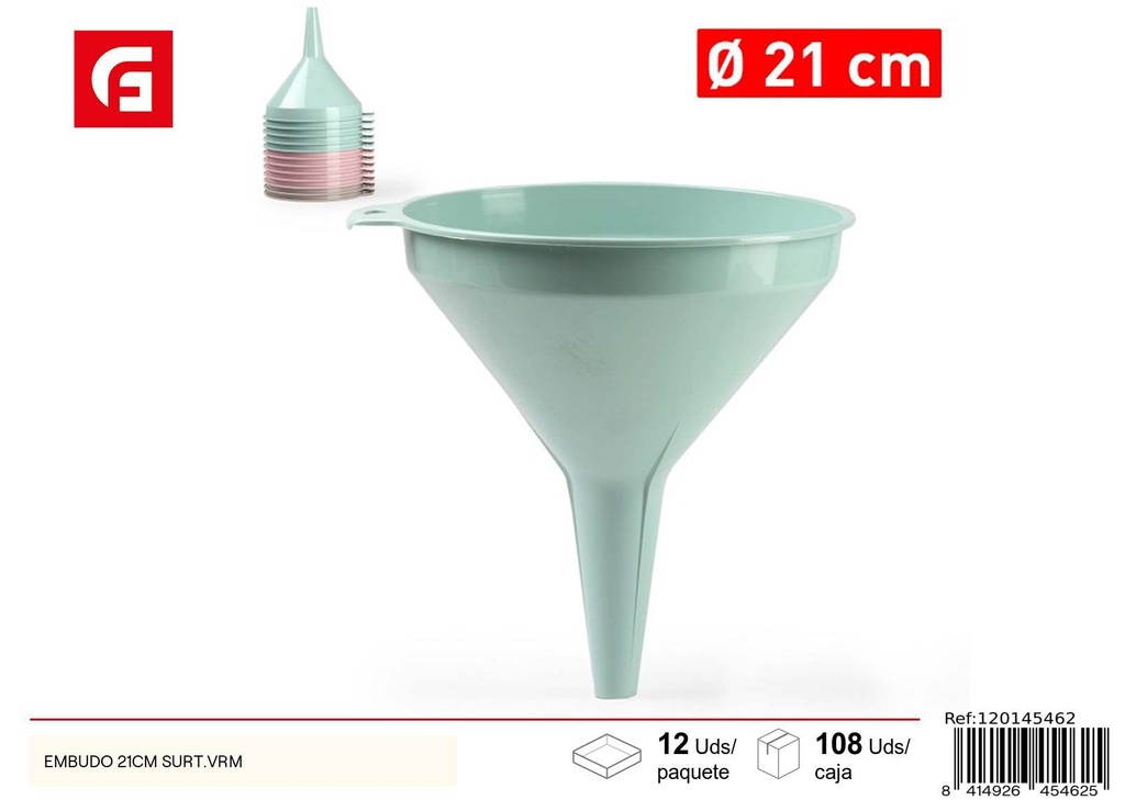Embudos de plástico 21 cm surtido - Utensilio de cocina