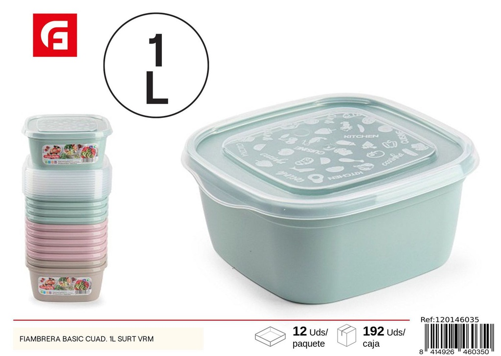 Fiambrea básica cuadrada 1L surtido - Utensilios de cocina