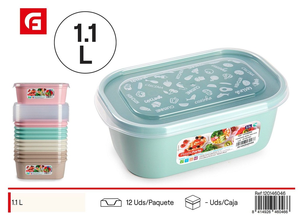 Fiambrera de plástico 1.1L rectángula - Utensilios de cocina