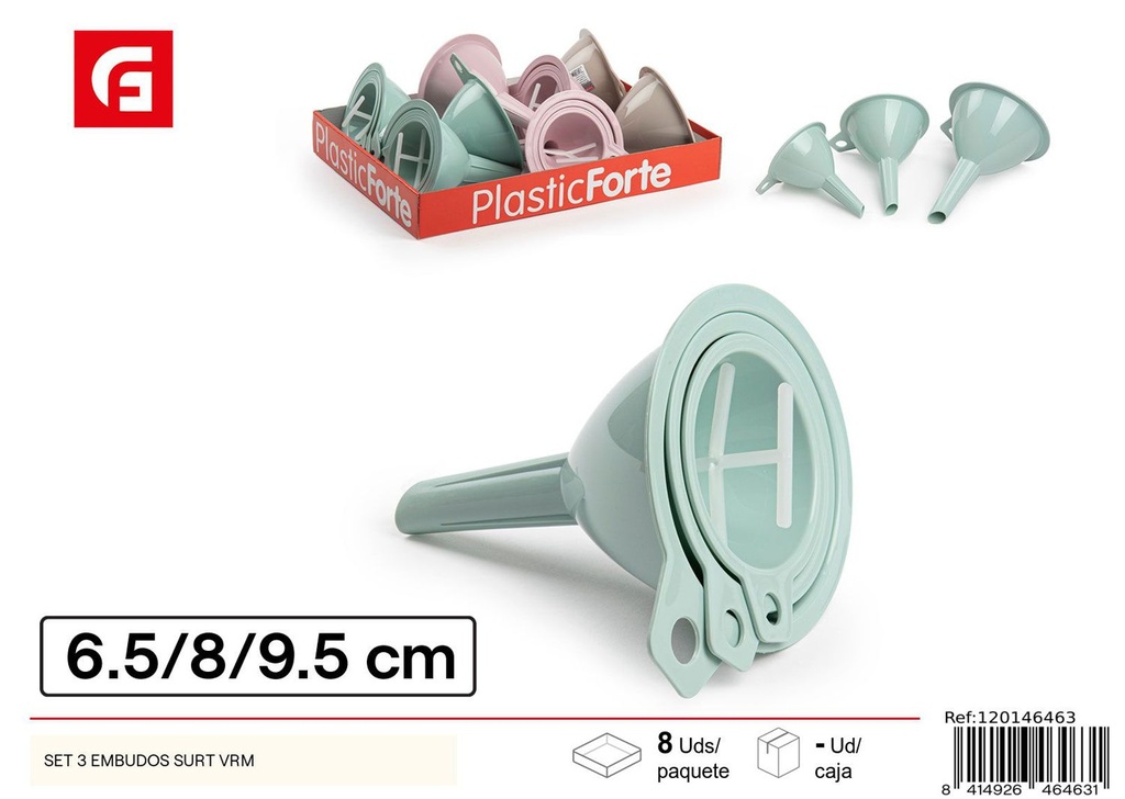 Set de 3 embudos surtidos - Accesorios de cocina