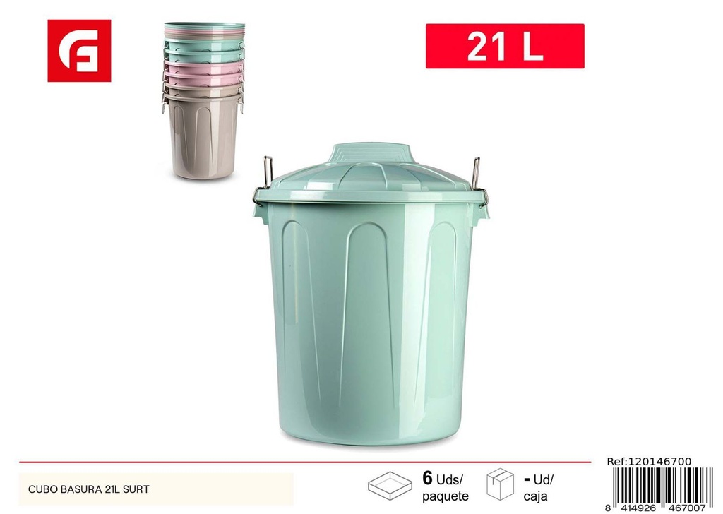 Cubo basura 21L surtido verde para residuos