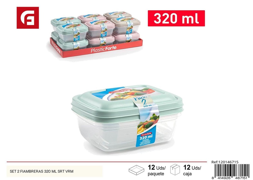 Set de 2 fiambreras 320ml para alimentos