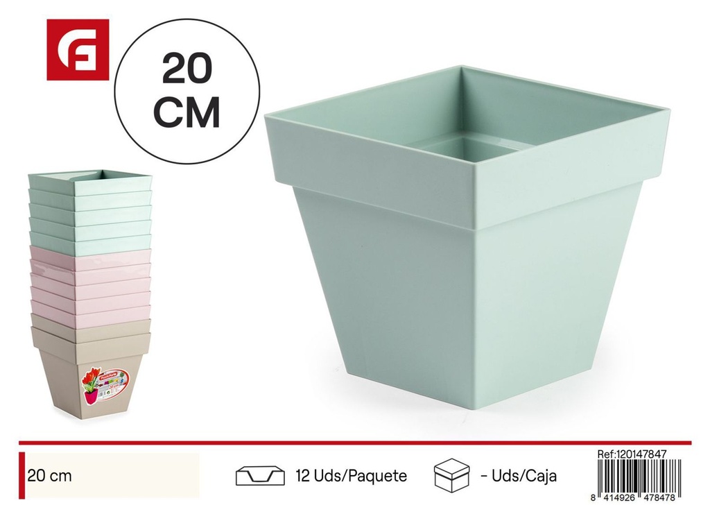 Maceta Cuadrada 20 cm Color Surt VRM - Jardinería