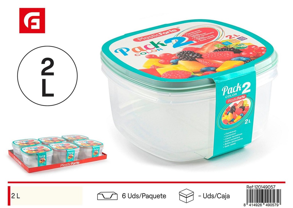 Pack 2 fiambreras de 2L surtido - Contenedores plásticos para alimentos