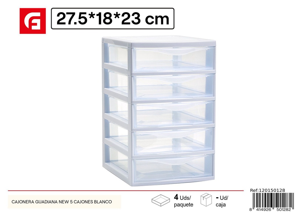 Cajonera Guadiana Easy 5 cajones blanca - Almacenamiento funcional para el hogar