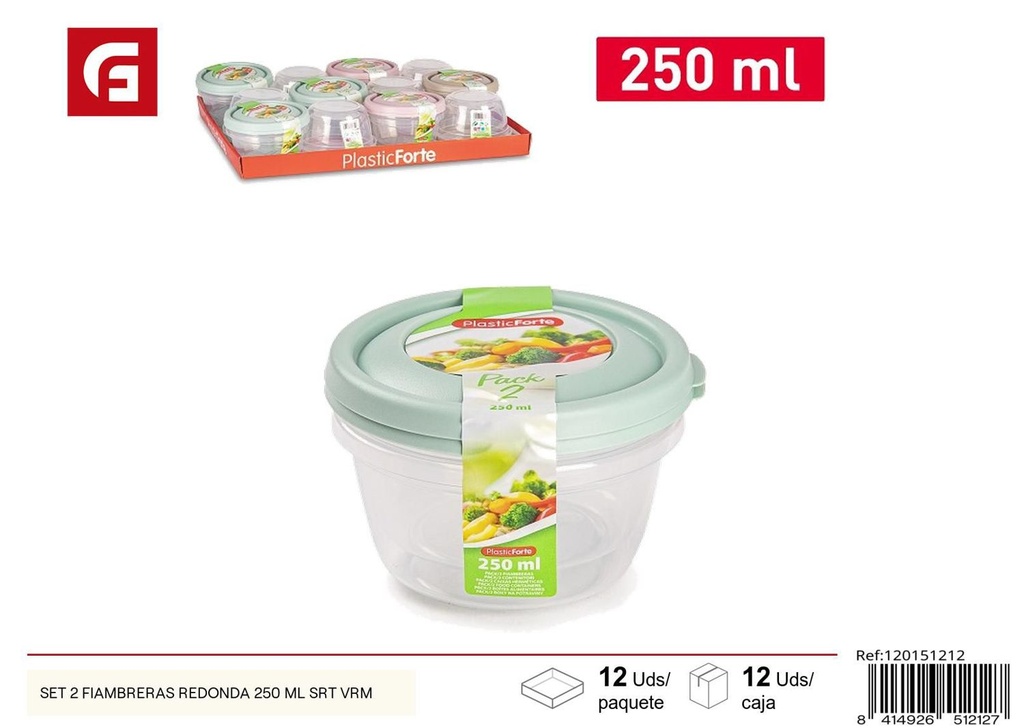 Set de 2 fiambreras redondas 250ml para alimentos