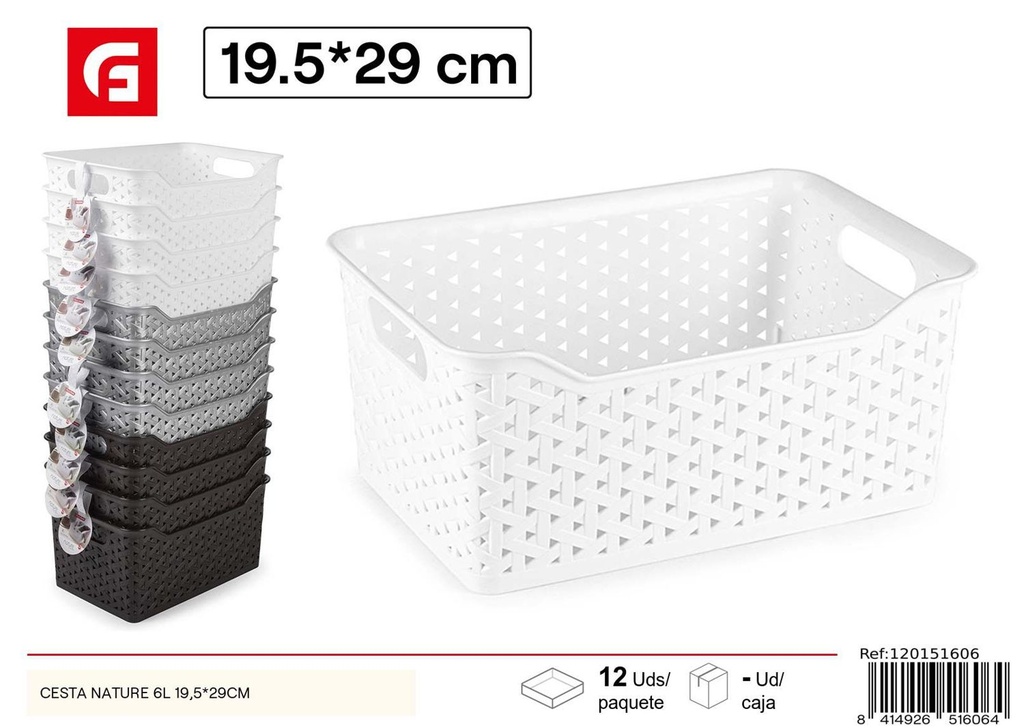 Cesta Nature 6L 19.5x29cm para almacenamiento