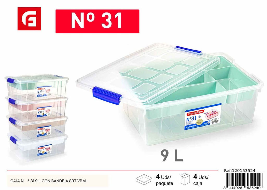 Caja de plástico Nº 31 de 9L con bandeja SRT VRM - Almacenamiento