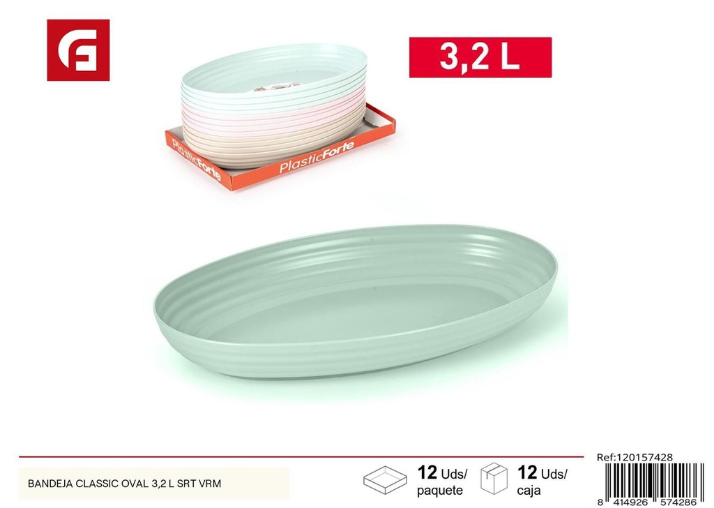 Bandeja clásica ovalada 3.2L roja para cocina