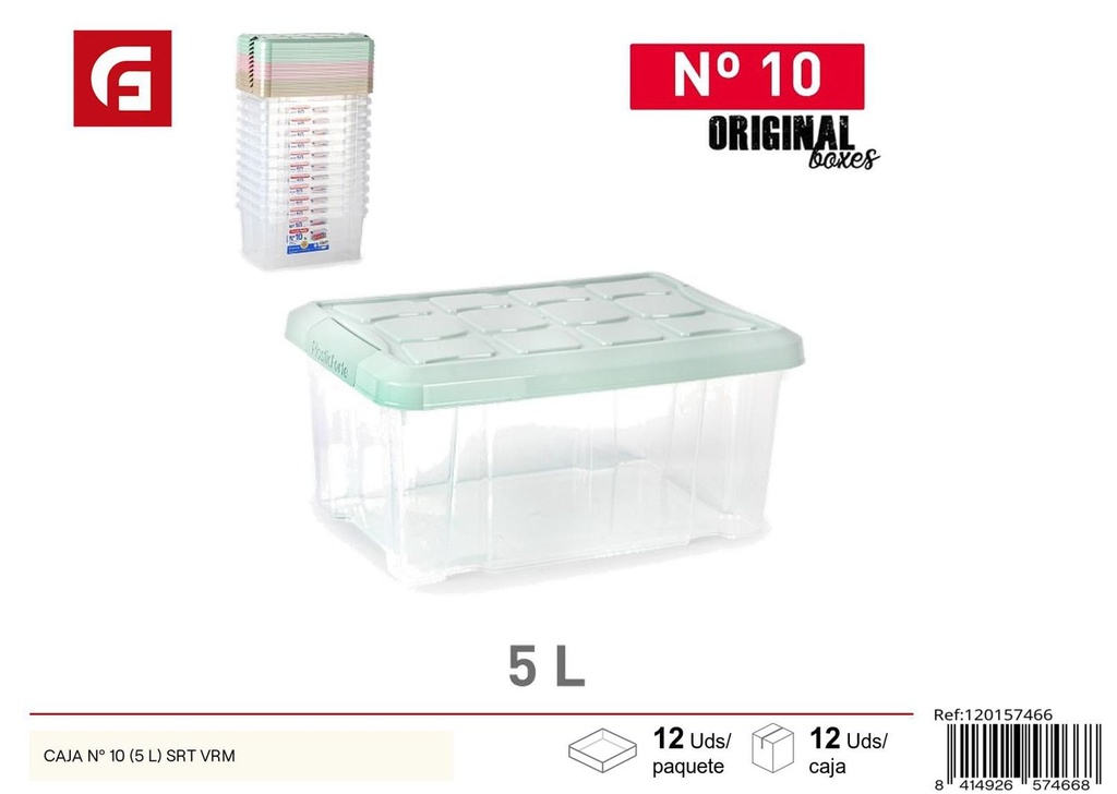 Caja de almacenamiento Nº 10 (5 L) de plástico para organización del hogar