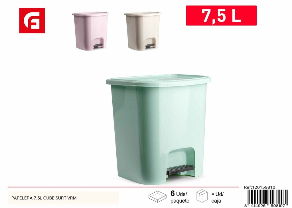 Papelera 7.5L cube surtido verde para residuos