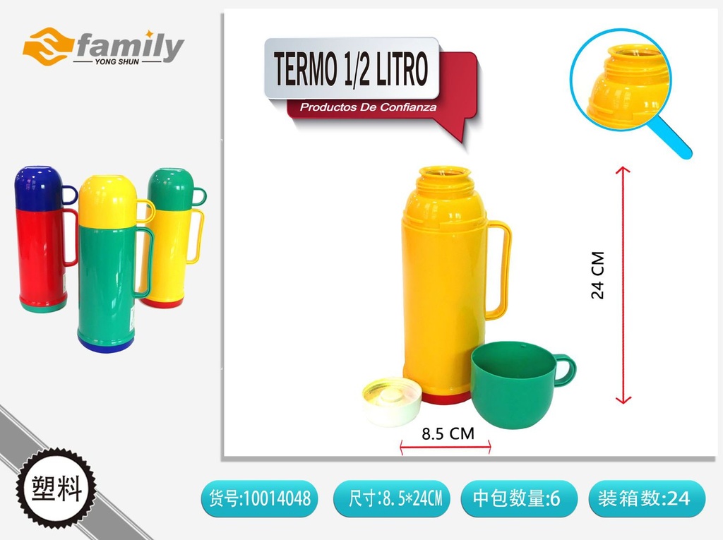 Termo de acero inoxidable 0.5 litros para bebidas