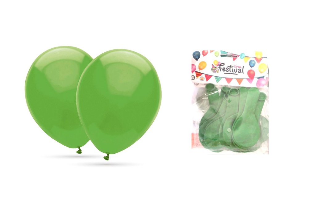 Bolsa de globos verdes 12 unidades 24 cm - Accesorios para fiestas