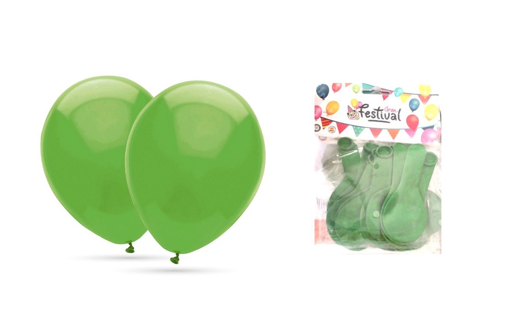 Bolsa con 12 globos verdes 24cm