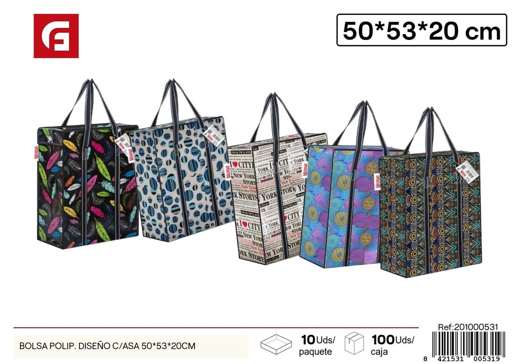 Bolsa polipropileno diseño con asa 50*53*20 cm - Organización en el hogar