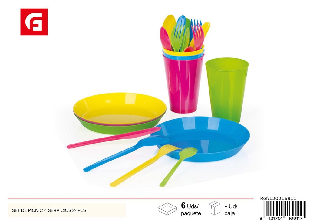 Set de picnic 4 servicios 24pcs - Utensilios de cocina