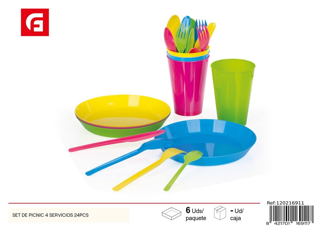 Set de picnic 4 servicios 24pcs