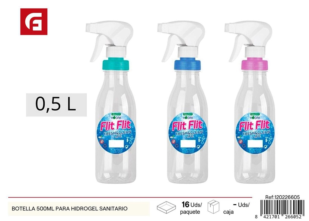 Botella para hidrogel sanitario de 500ml - Suministros de limpieza
