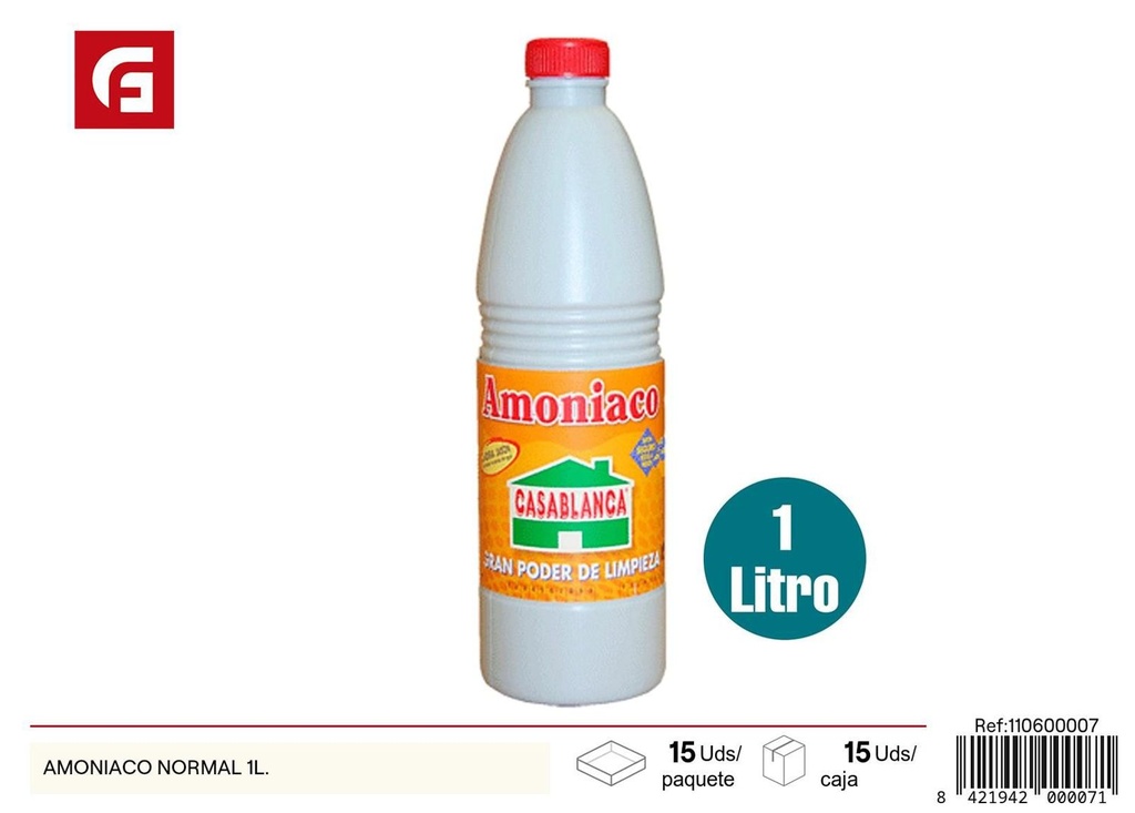 Amoniaco normal 1L para limpieza