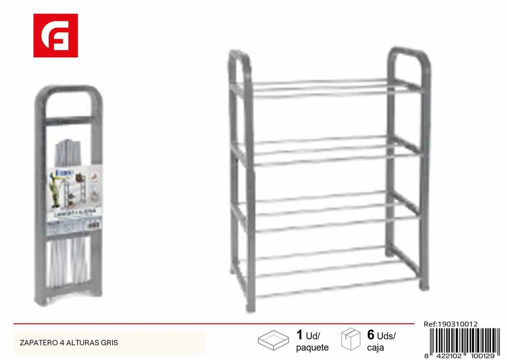 Zapatero 4 alturas gris - Muebles de almacenamiento