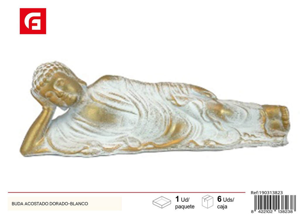 Buda acostado dorado-blanco - Decoración del hogar