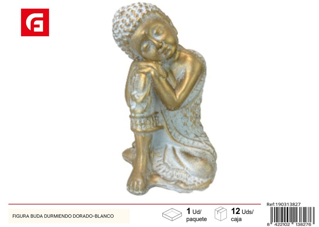 Figura Buda durmiendo dorado-blanco para decoración
