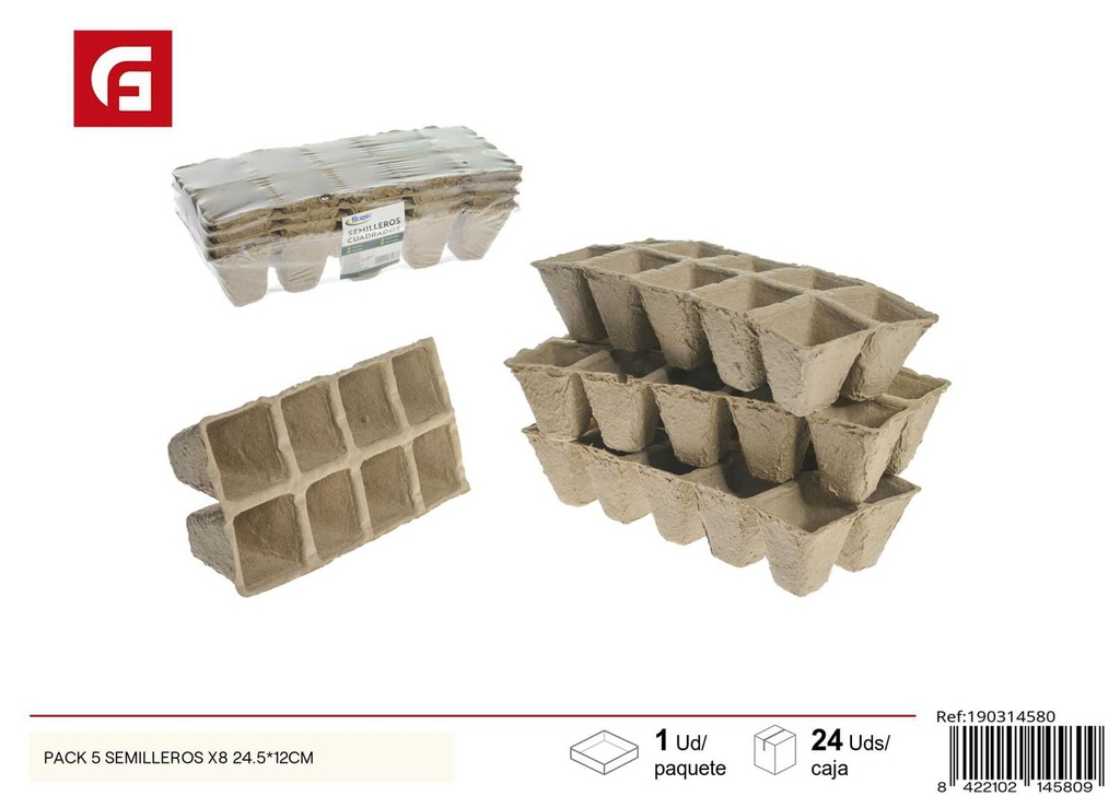 Pack de 5 semilleros x8 24.5*12 cm - Jardinería