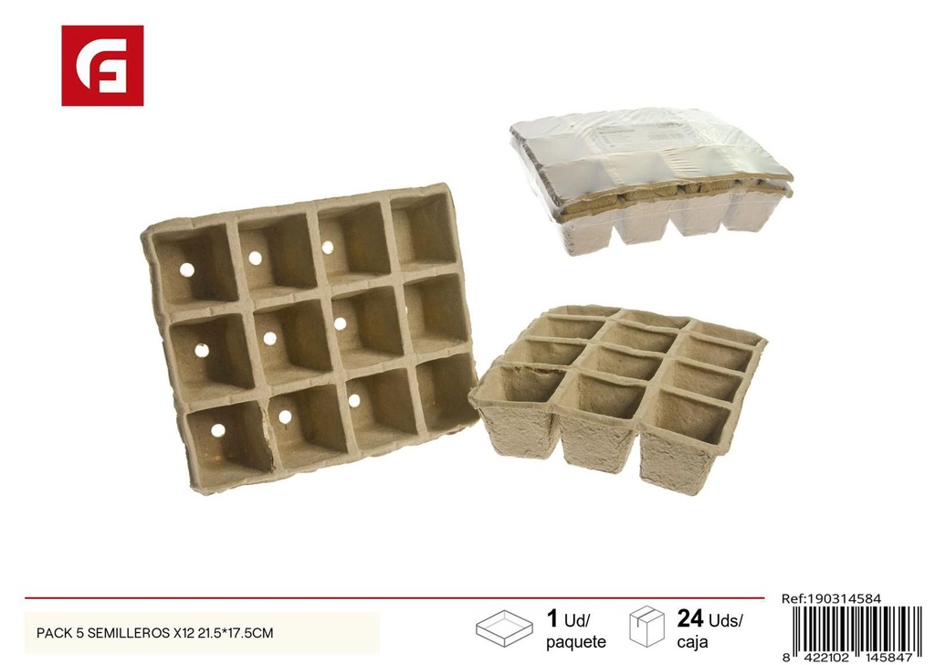 Pack de 5 semilleros x12 21.5x17.5cm para jardinería y siembra