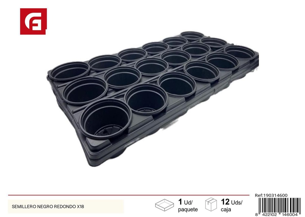 Semillero negro redondo x18 - Jardinería y accesorios para plantas