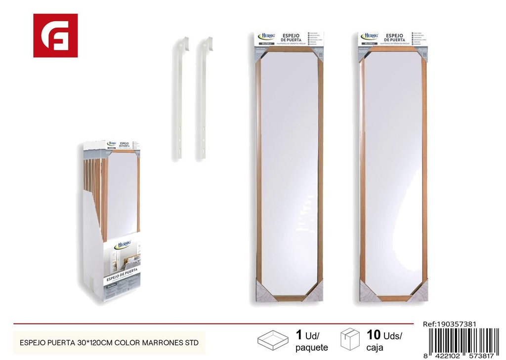Espejo de puerta 30x120 cm marrón STD - Decoración del hogar