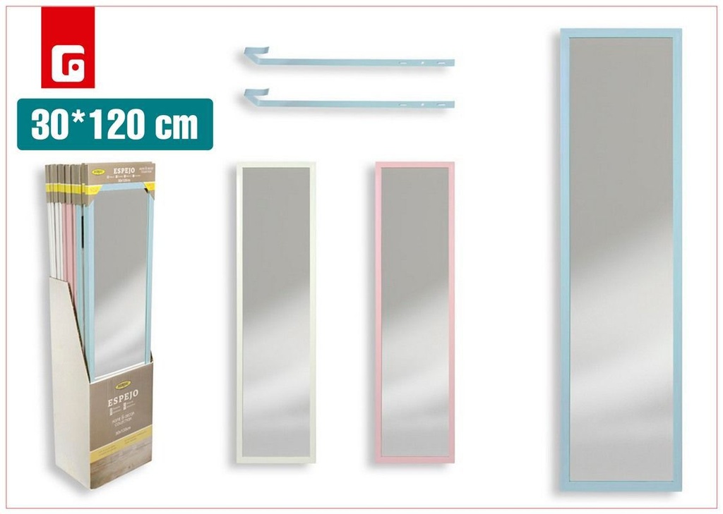 Espejo de puerta 30x120 cm blanco/azul/rosa - Decoración del hogar