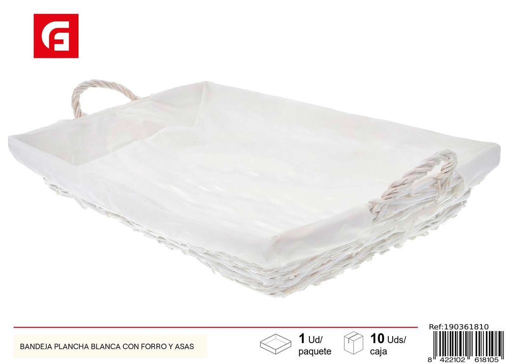 Cesto de plancha blanca con forro y asas - Decoración del hogar