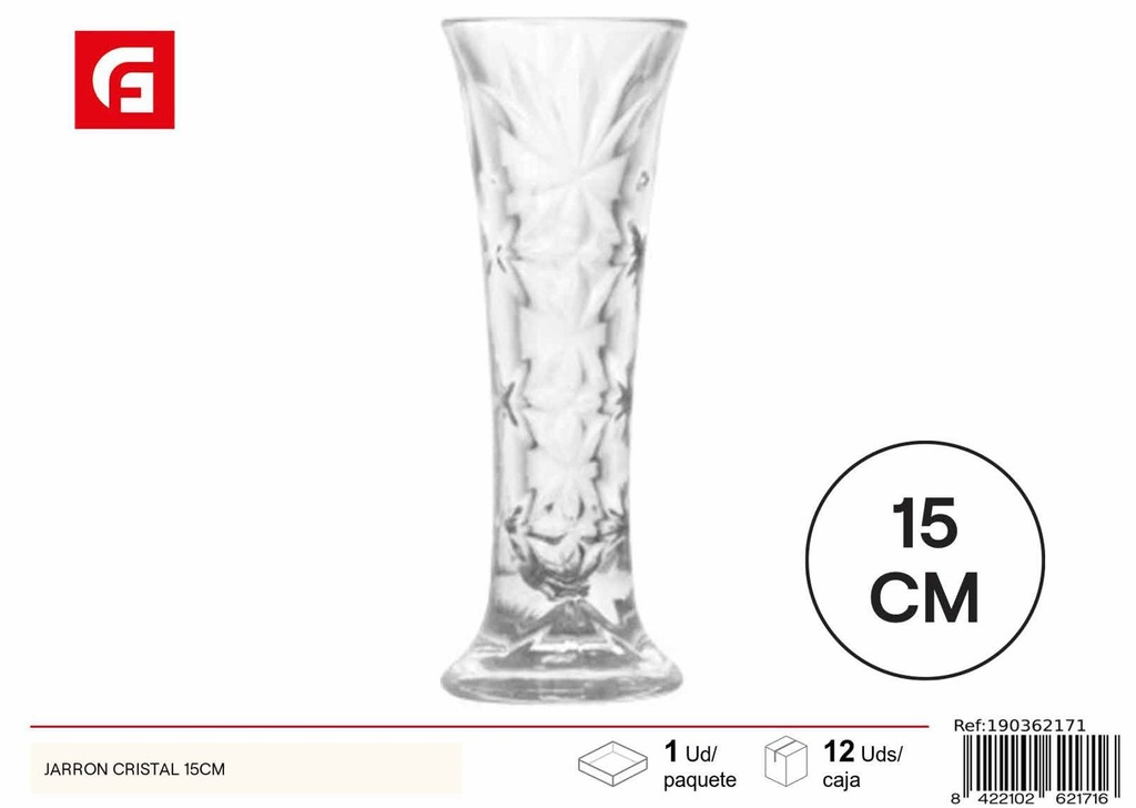 Jarrón de cristal 15cm para decoración