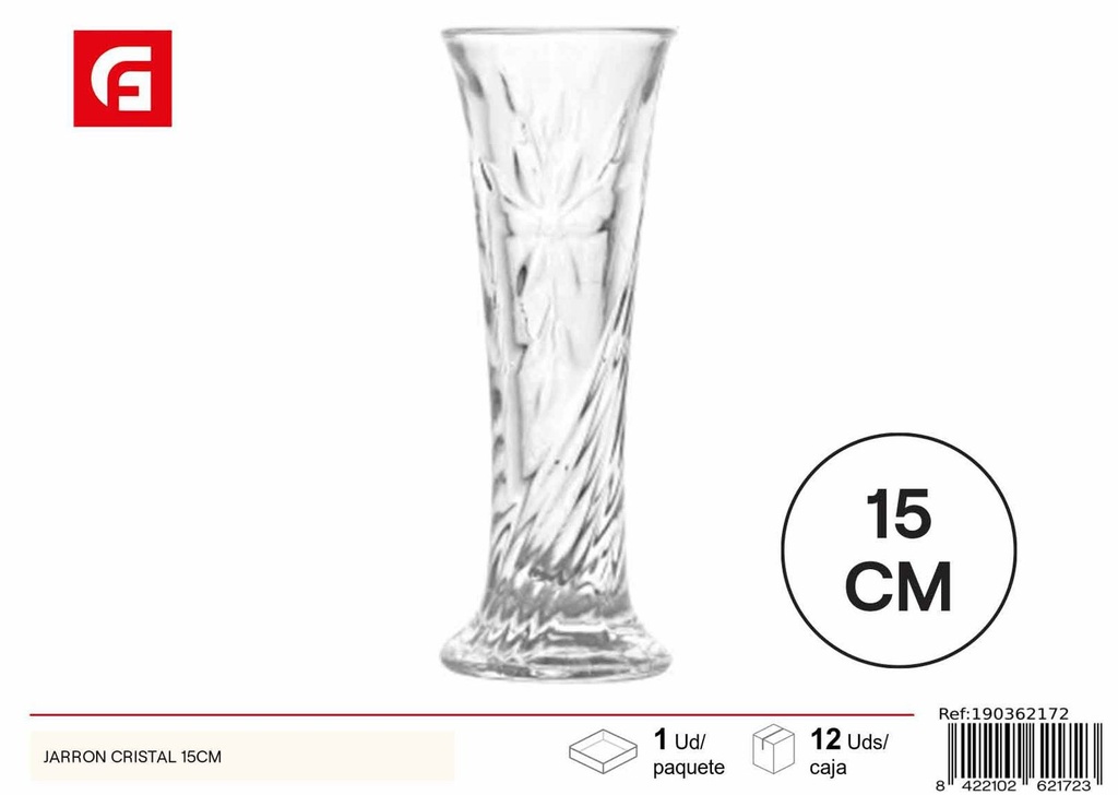 Jarrón de cristal 15cm para decoración