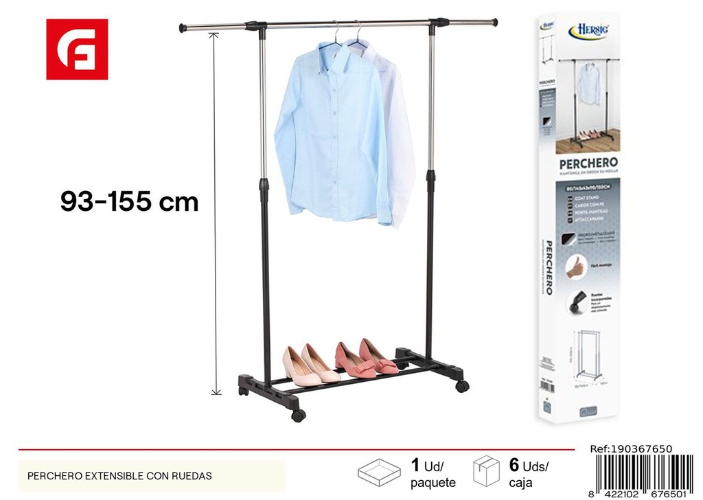 Perchero extensible con ruedas - Decoración del hogar