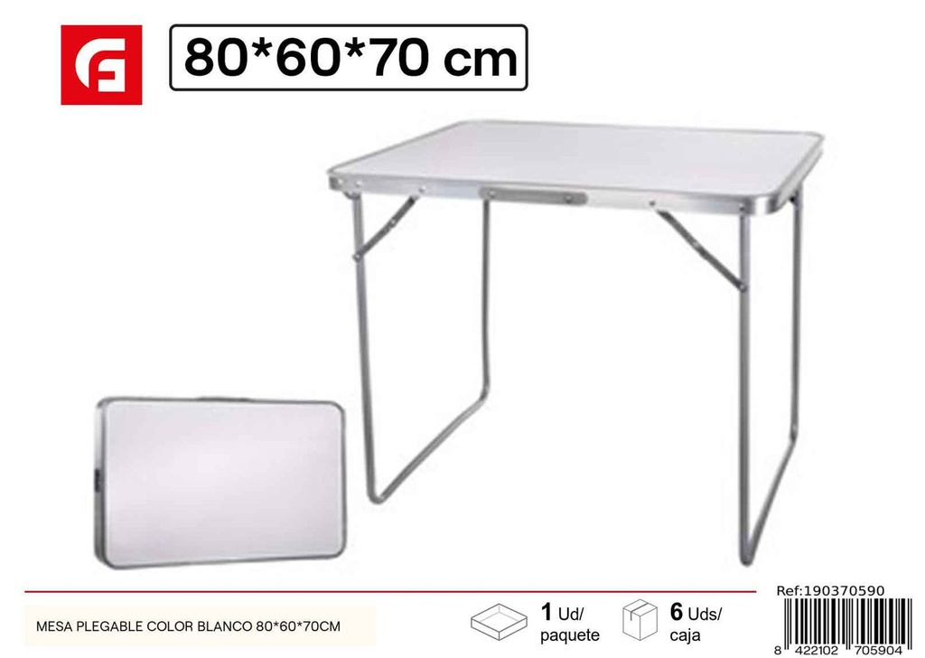 Mesa plegable blanca 80*60*70cm