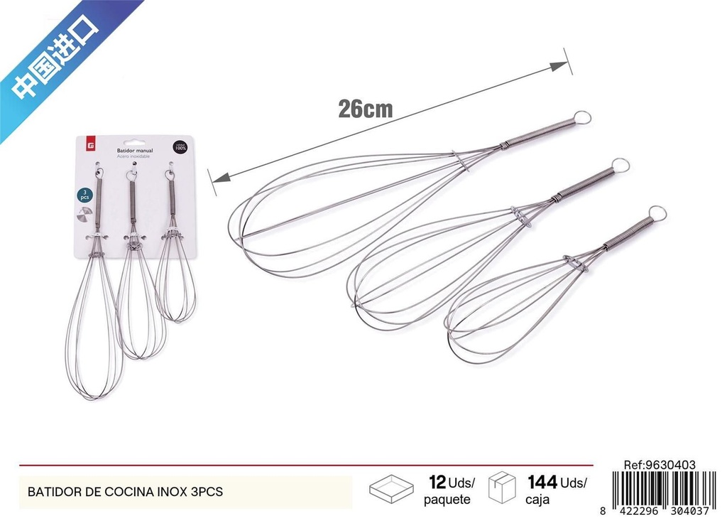 Batidora de cocina inoxidable 3 piezas - Utensilio de cocina