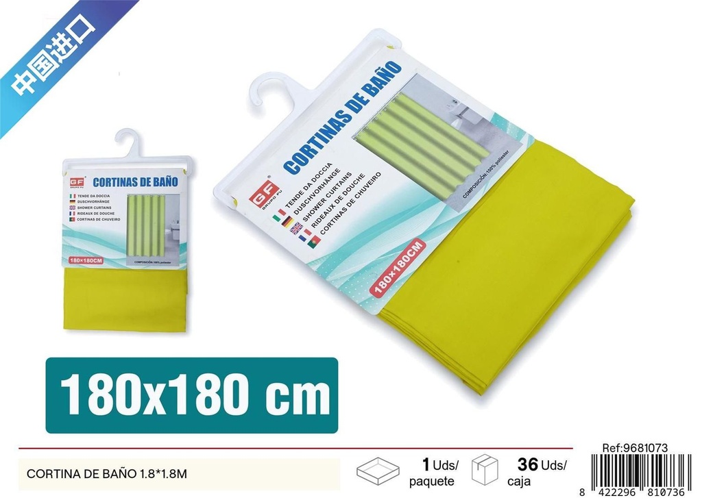 Cortina de baño 1.8x1.8 m - Accesorios de baño