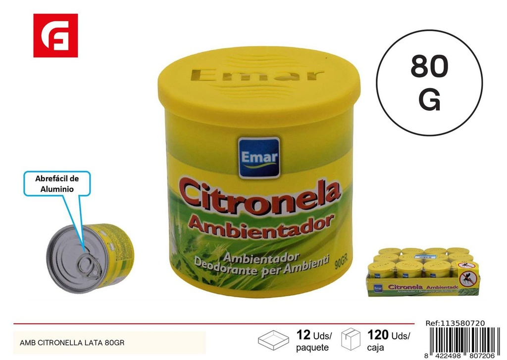 Ambiente citronella en lata 80gr para repelente de insectos