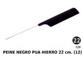 Peine negro con púas de hierro 22cm 12/u