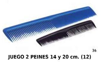 Juego de 2 peines 14 y 20cm 12/u para cabello