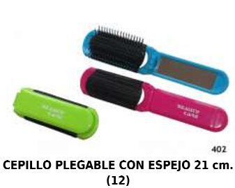 Cepillo plegable con espejo 21cm 12/u para peinado