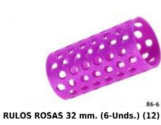 Rulos rosas 32 mm 12 unidades - Accesorios de belleza