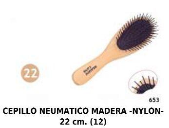 Cepillo neumático grande de nylon con mango de madera 6/u R.653 para cabello