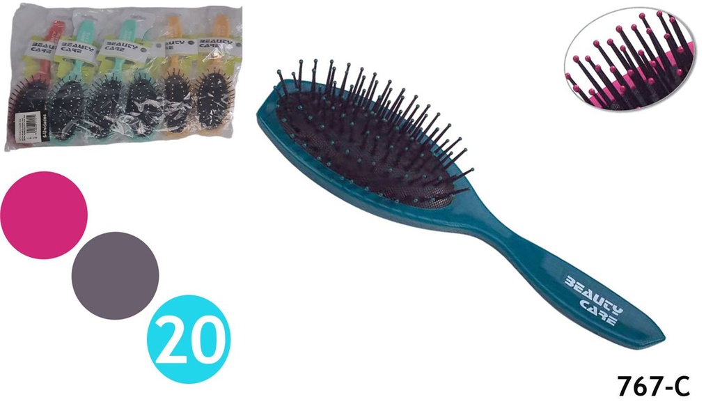 Cepillo neumático con cerdas de nylon y bolas 6/u para cuidado del cabello