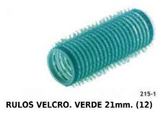 Rulos de velcro verde 21mm 12/u para cabello