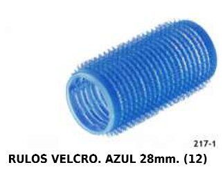 Rulos de velcro azul 28mm 12/u para cabello