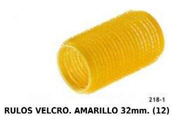 Rulos velcro amarillo 32mm 12/u para cabello