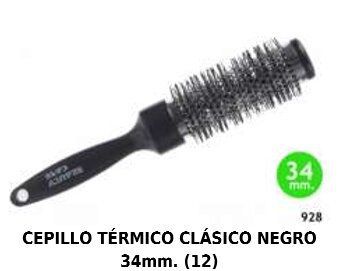 Cepillo térmico clásico negro 34mm 6/u para peinado