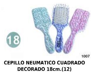 Cepillo neumático cuadrado 18cm 6/u para cuidado del cabello